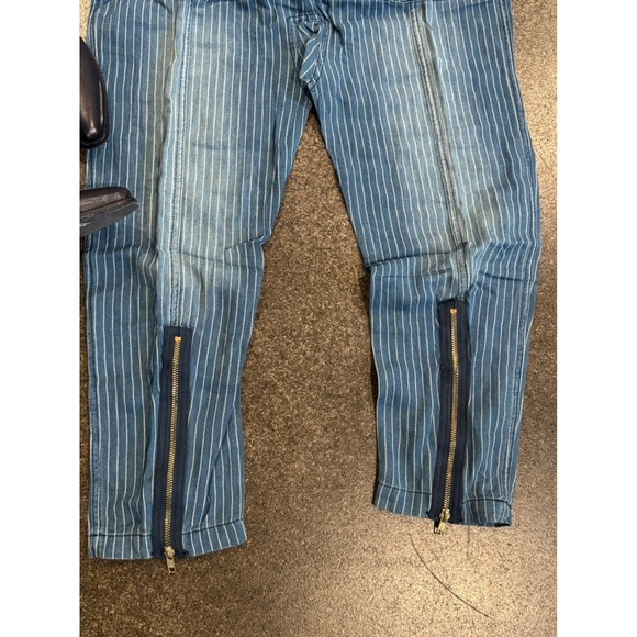 Free PeopleXSandrine Rose Indigo Striped Denim Jumpsuit Women's Size S Full Zip - Picture 2 of 4